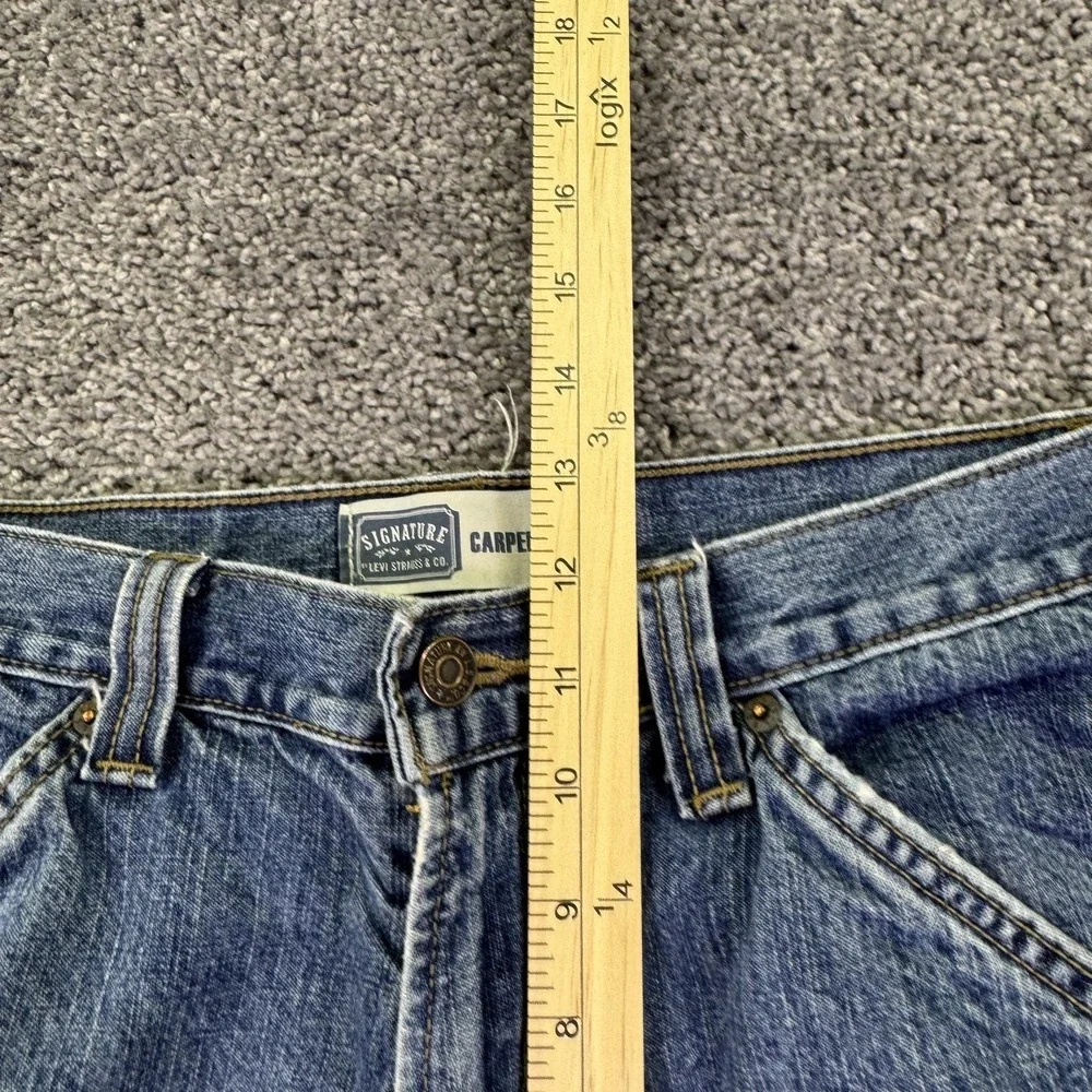 Signature Levi Strauss Jeans Mens 32x34 Blue Relaxed Straight Carpenter Workwear